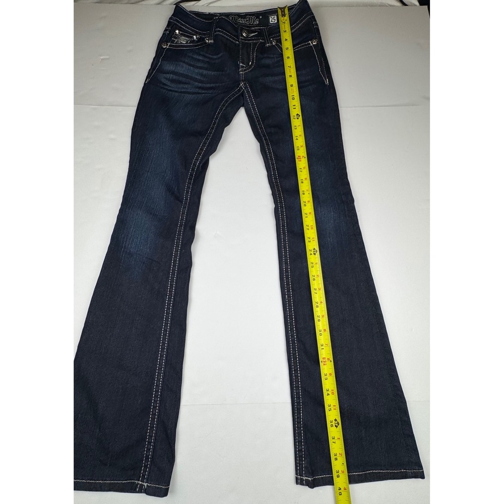 Miss Me Bootcut Jeans 25 Dark Wash Denim Sequin Embellished Western Y2K Boho - Picture 5 of 12
